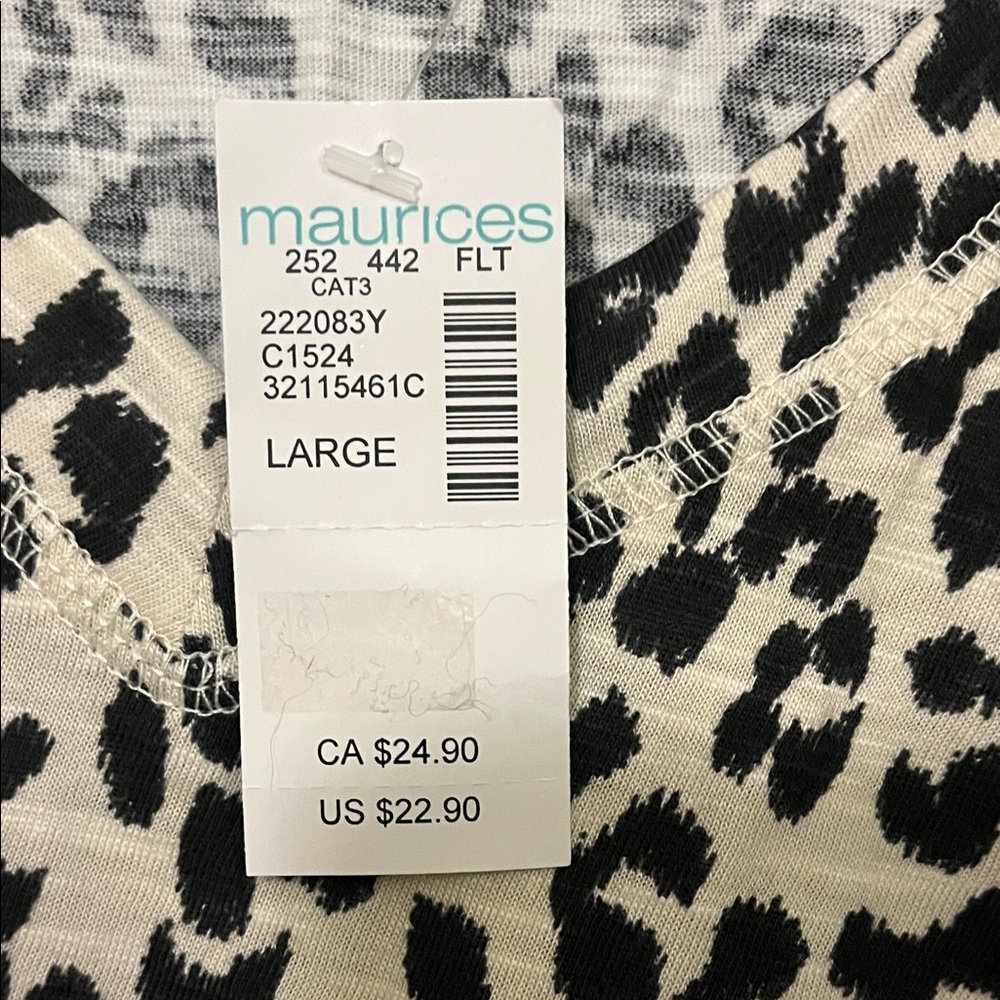 Maurices Black and White Animal Print Blouse - Picture 8 of 8